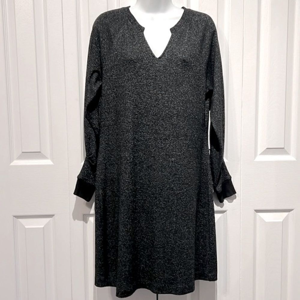 Cabi Black/Grey Long Sleeve Shift Dress Size S (Fits Oversized,See Measurements)